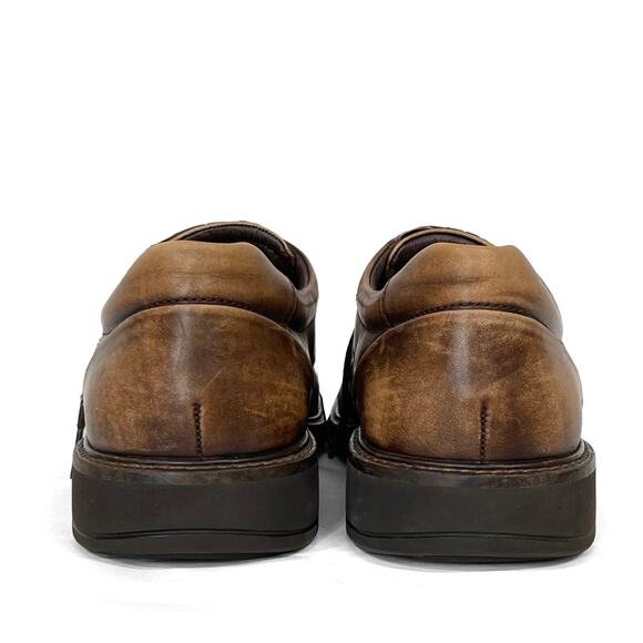 Ecco Shock Point Oxfords Sz 9 43 Extra Width Brown Distressed Leather Mens Shoes - Picture 7 of 13